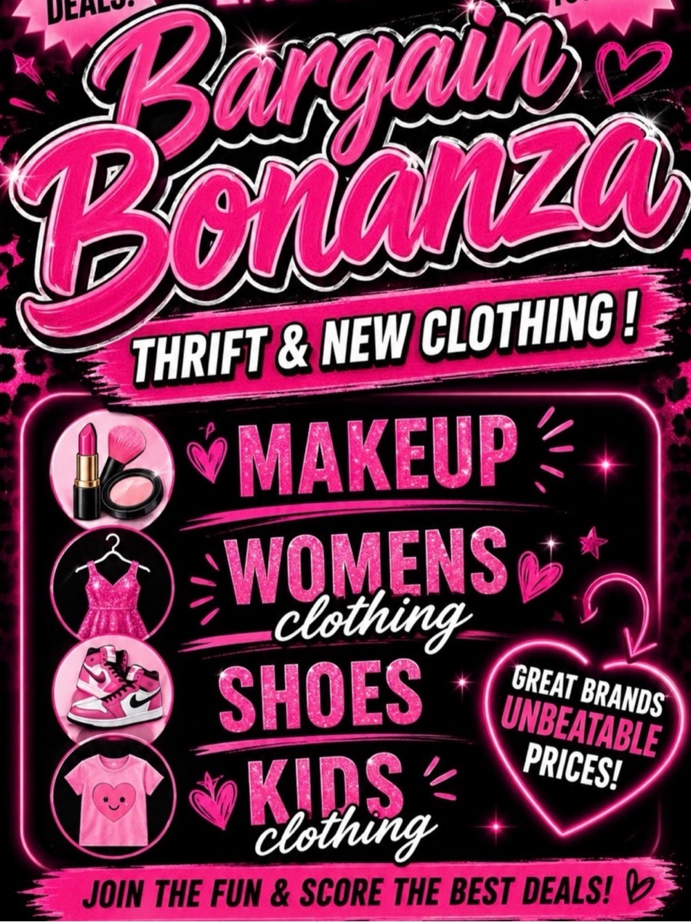 Bargain Bonanza Pink Graphic Poster
